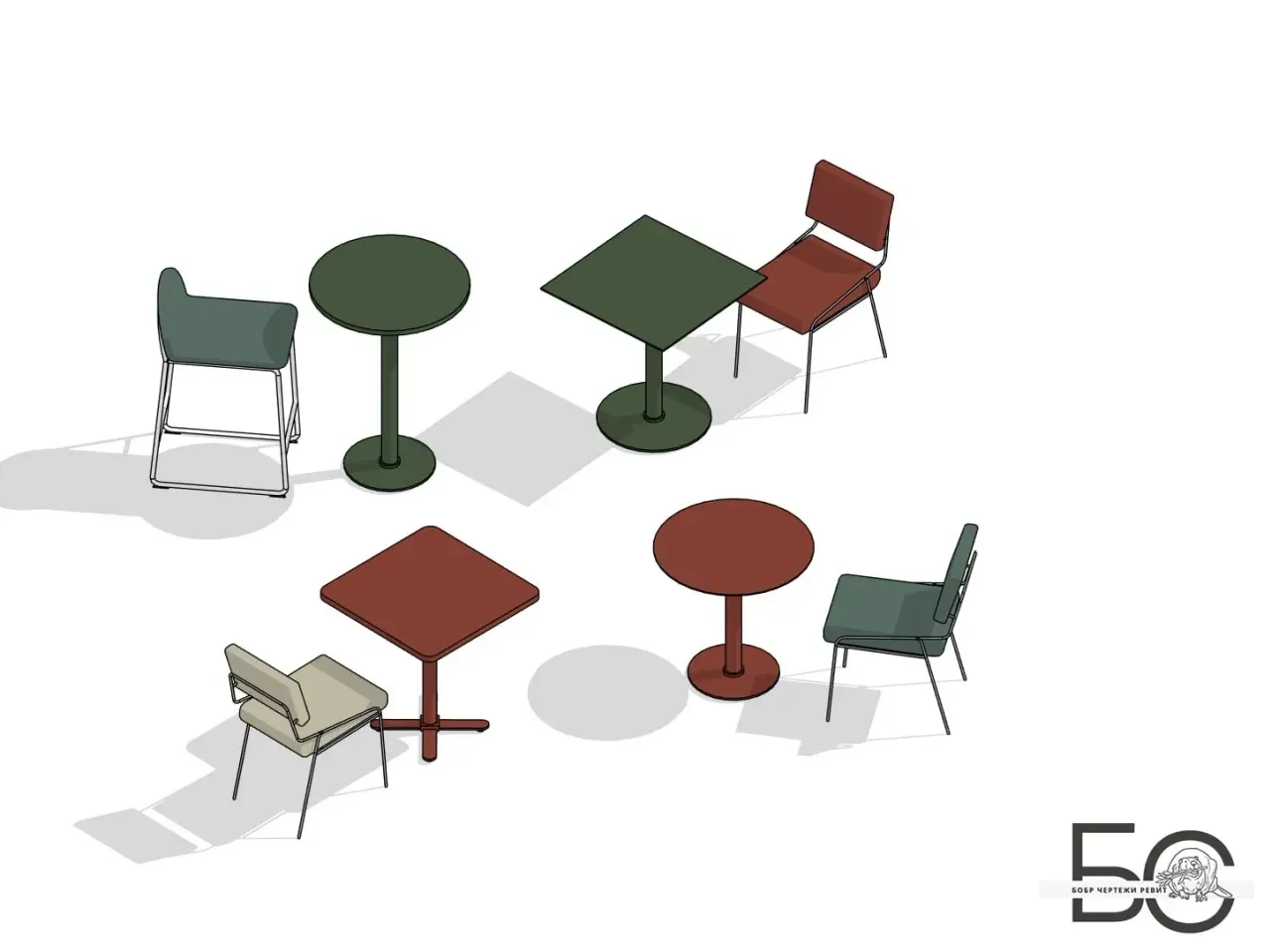 Пак мебели от Leroy design — 3D модель для Revit, категория «Мягкая мебель»