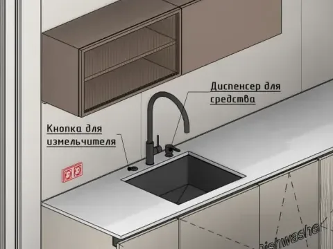 Диспенсер для моющего средства и кнопка для измельчителя отходов